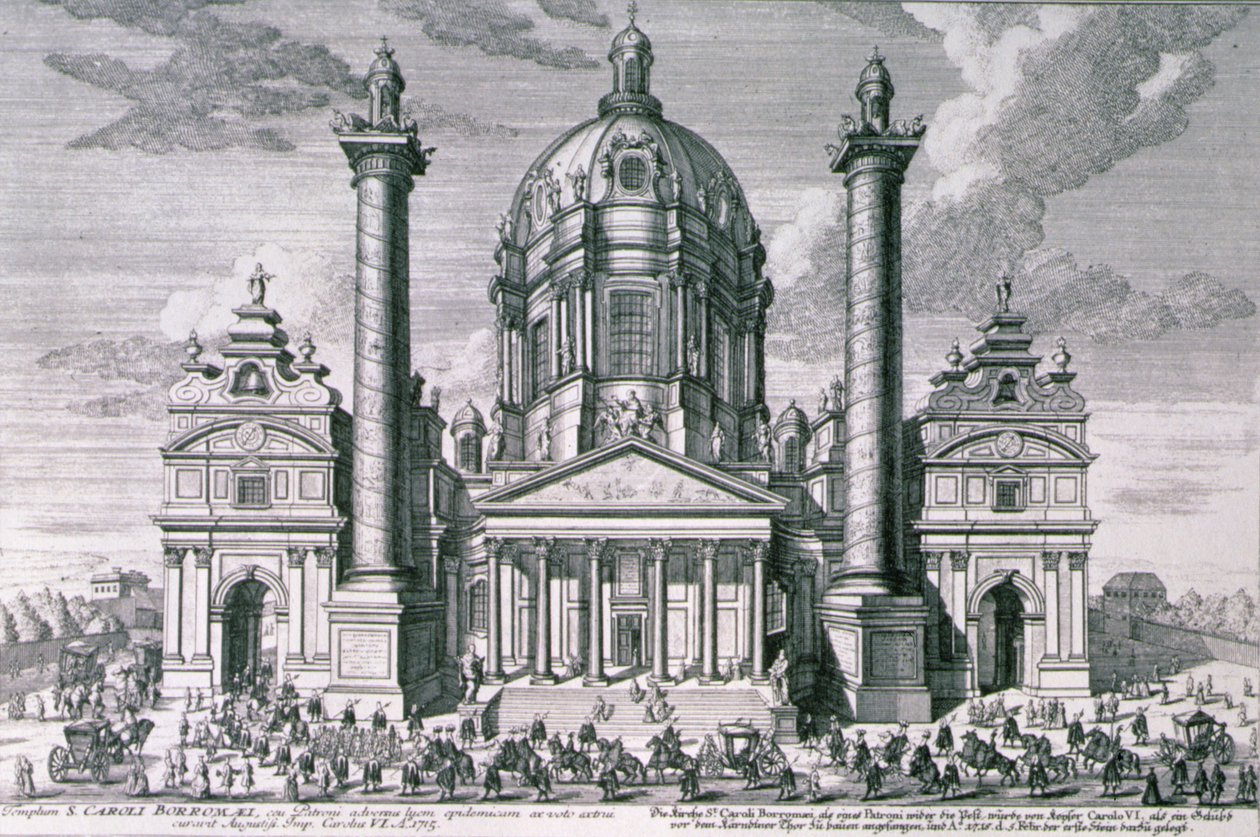 Ansicht der Karlskirche, Wien, graviert von Hieronymous Sperling (1695-1777) von Salomon after Kleiner