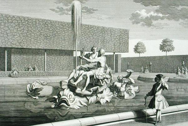 Der Neptun- und Thetisbrunnen im Belvedere-Palast, Wien, graviert von Jakob Gottlieb Thelott (ca. 1711-75), veröffentlicht ca. 1730-40 von Salomon (after) Kleiner