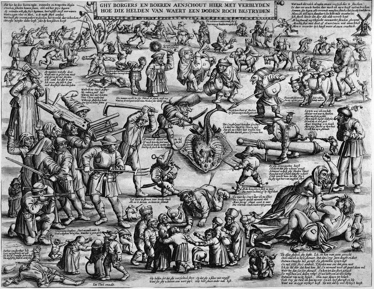 Ghy borgers en boeren aenschout hier met verblyden hoe die helden van waert een doden roch bestryden von Salomon Savery