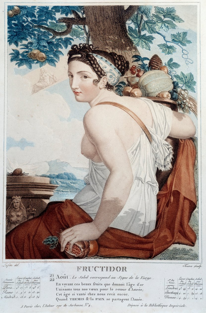 Revolutionärer Kalender vom 21. bis 22. August: „Fructidor: Die Sonne steht im Zeichen der Jungfrau“ von Salvadore Tresca