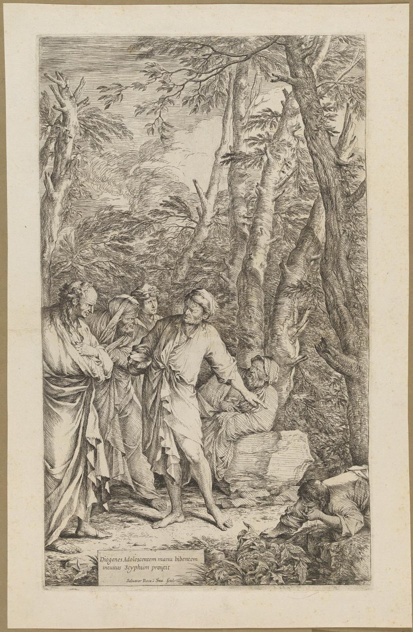 Diogenes wirft seine Schale weg von Salvator Rosa