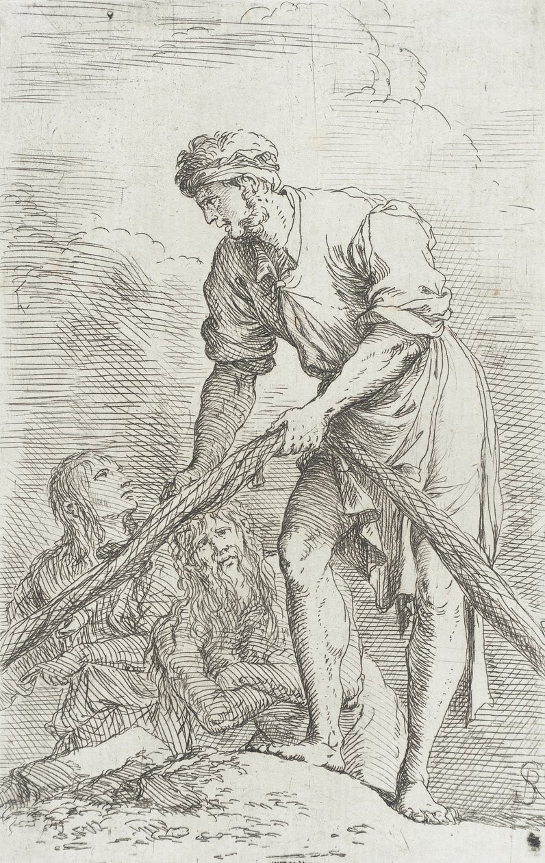Figur: Ein Mann zieht ein Netz von Salvator Rosa