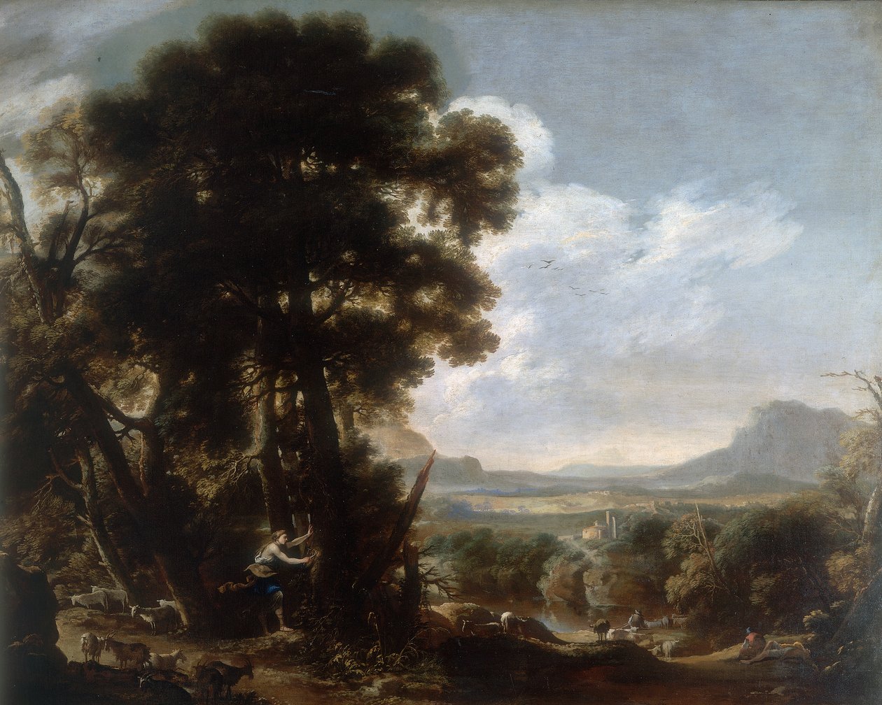 Hermina ritzt den Namen Tancredi in einen Baum von Salvator Rosa