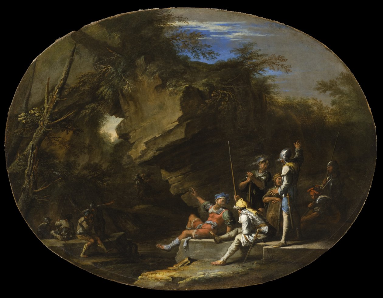 Landschaft mit bewaffneten Männern von Salvator Rosa