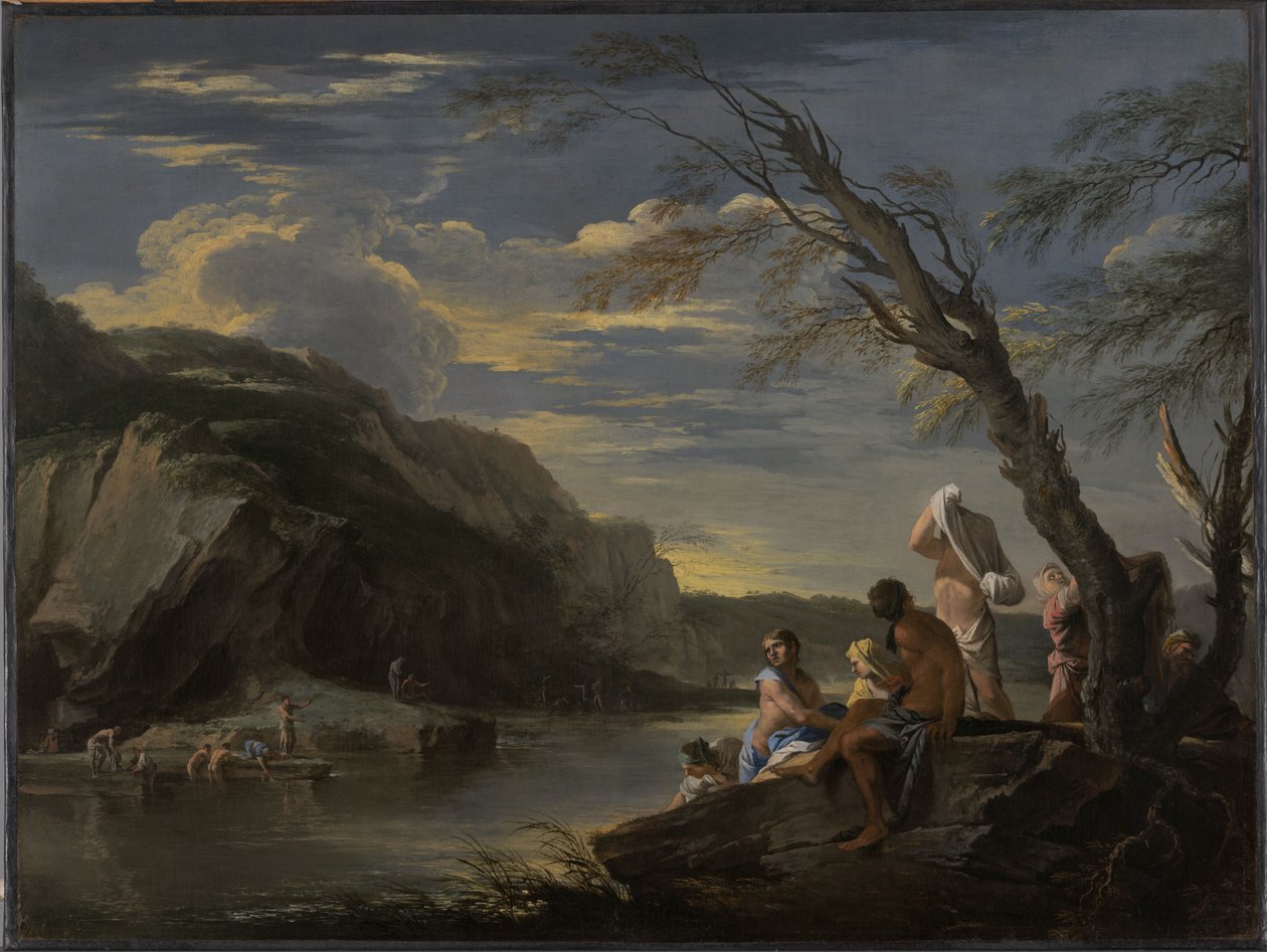 Landschaft mit Badenden von Salvator Rosa
