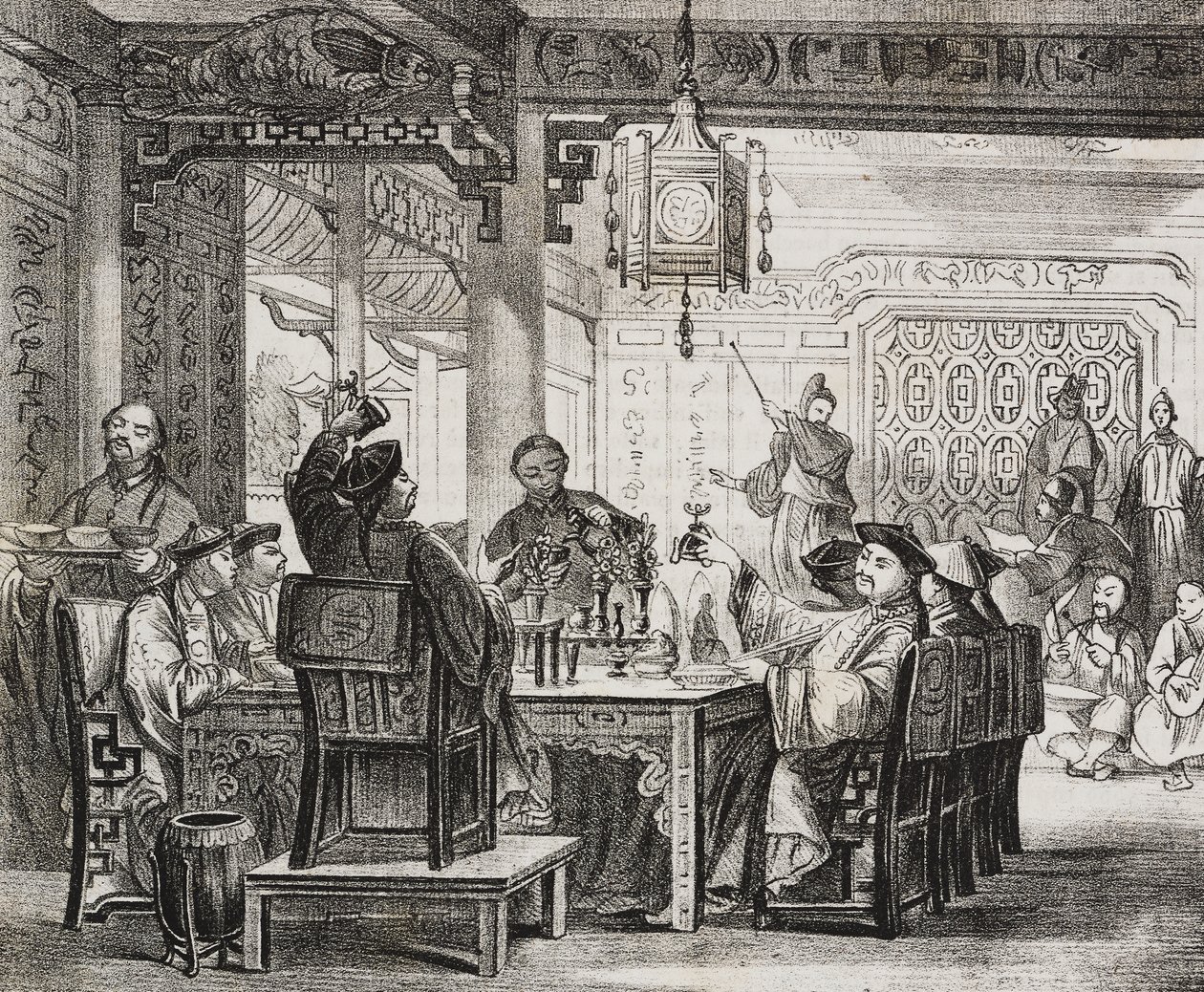Ein reiches chinesisches Bankett, Lithographie von Salvatore Puglia aus Poliorama Pittoresco, Nr. 11, 19. Oktober von Salvatore Puglia