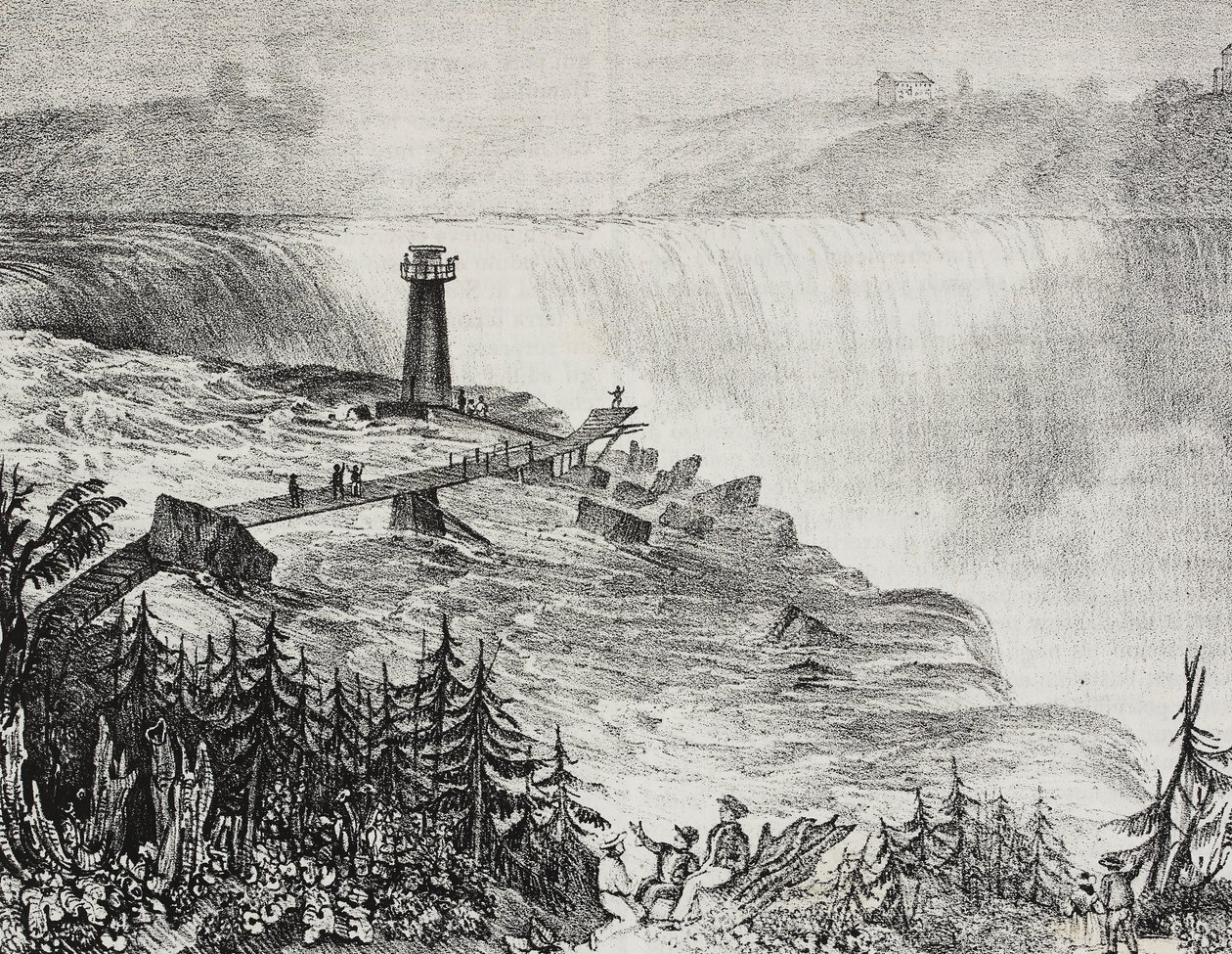 Hufeisen-Wasserfall, Ontario, Kanada, Lithographie von Salvatore Puglia aus Poliorama Pittoresco, Nr. 6, 17. September von Salvatore Puglia