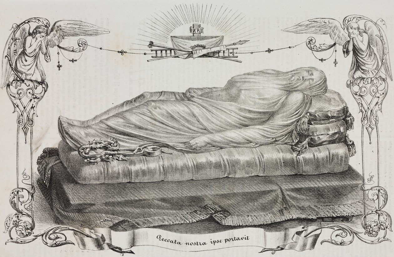 Der verschleierte Christus, Cappella Sansevero, Neapel, Kampanien, Italien, Lithographie von Salvatore Puglia aus Poliorama Pittoresco, Nr. 33, 26. März von Salvatore Puglia