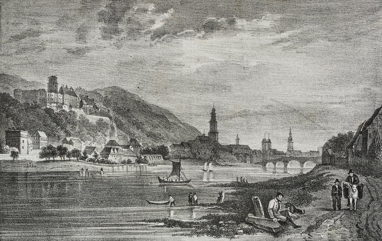 Ansicht von Heidelberg, Deutschland, Lithographie von Salvatore Puglia aus Poliorama Pittoresco, Nr. 28, 19. Februar von Salvatore Puglia
