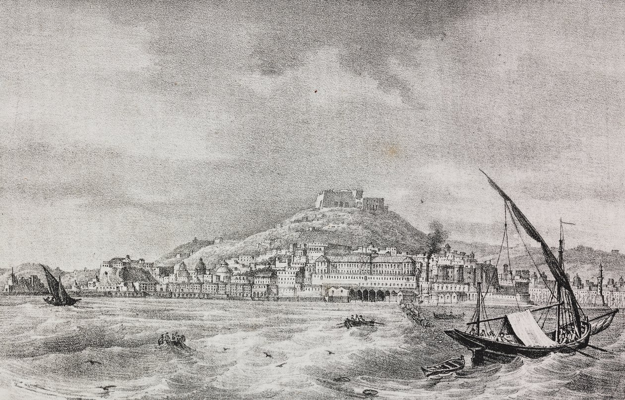 Ansicht von Neapel vom Meer aus, Kampanien, Italien, Lithographie von Salvatore Puglia aus Poliorama Pittoresco, Nr. 2, 17. August von Salvatore Puglia