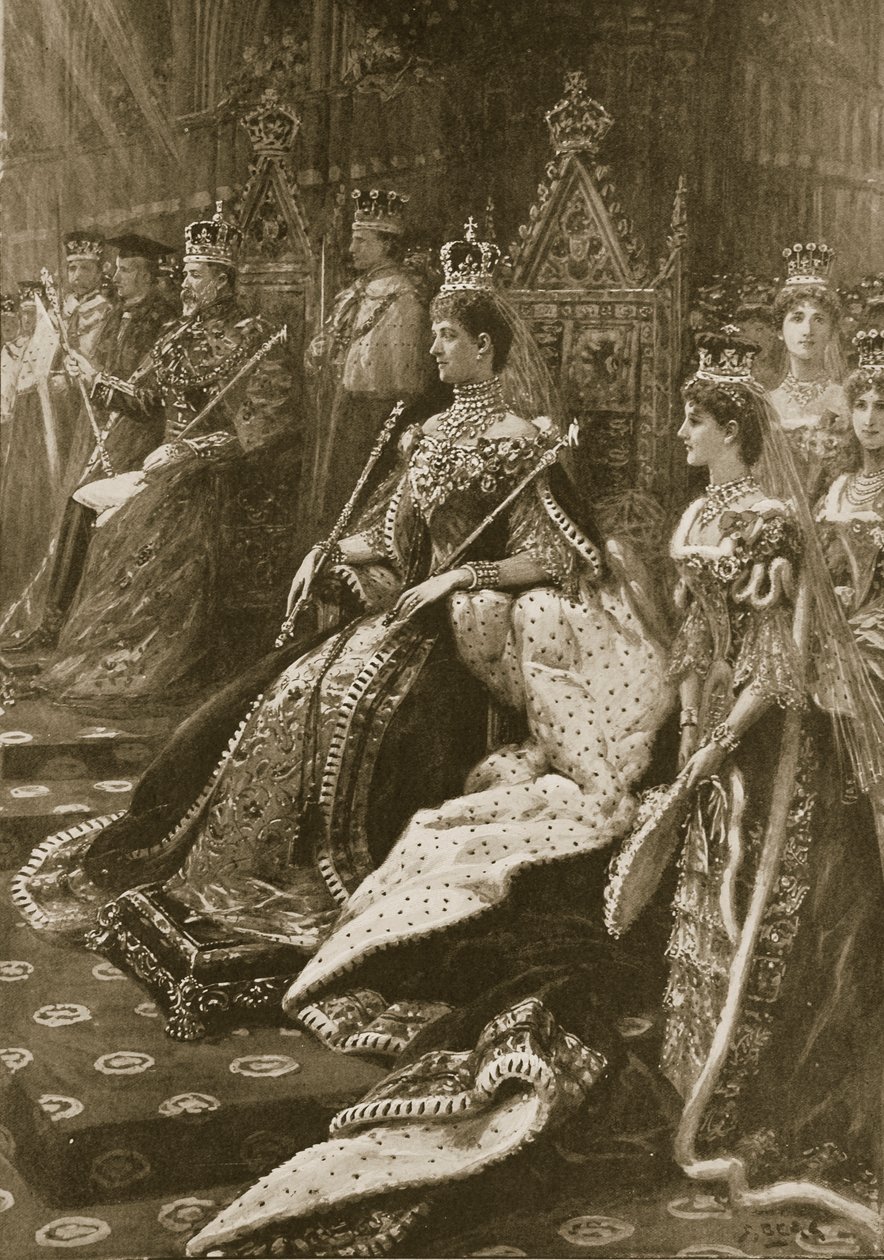 Die Krönungszeremonie von 1902: Die Position von Alexandra, Königin Gemahlin bei ihrer Inthronisation, aus 