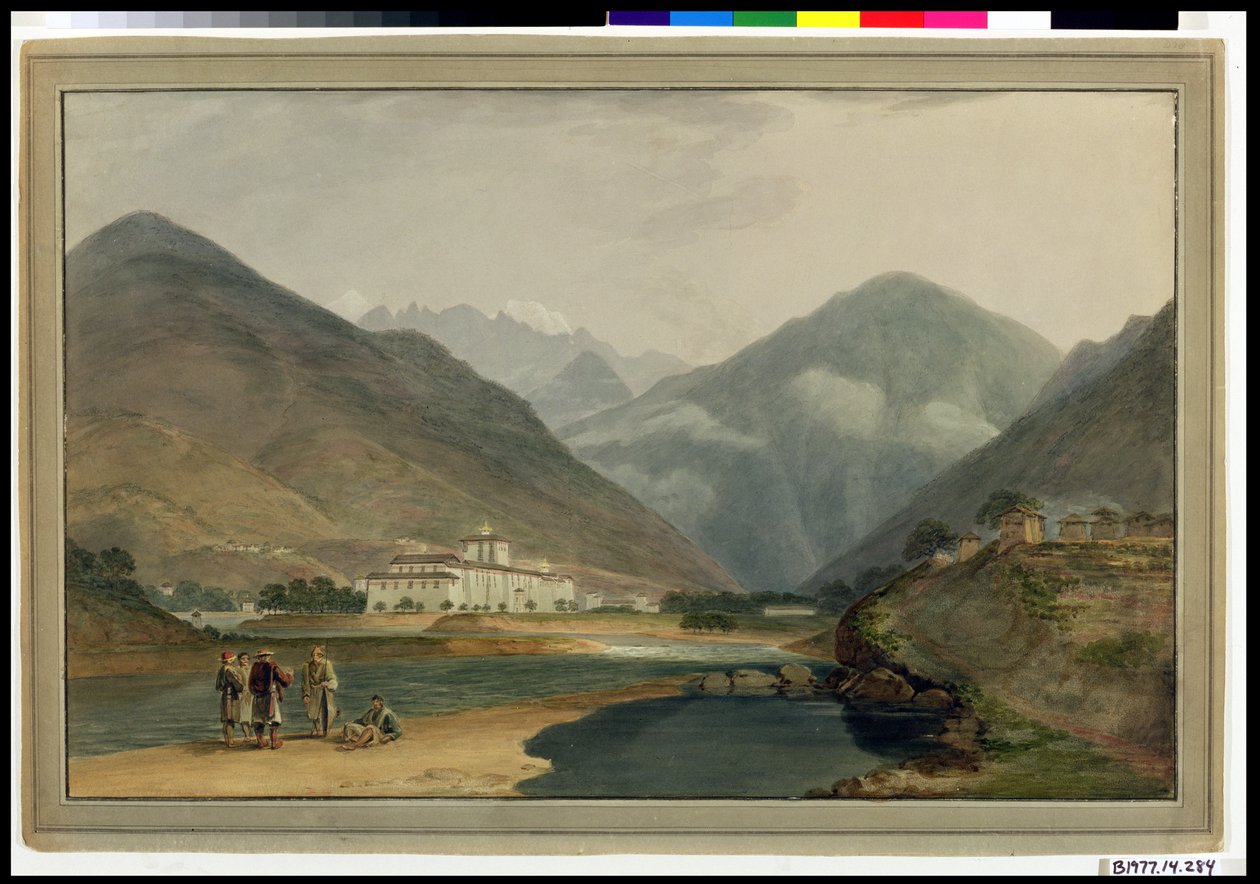 Die ehemalige Winterhauptstadt von Bhutan in Punakha Dzong, 1783 von Samuel Davis