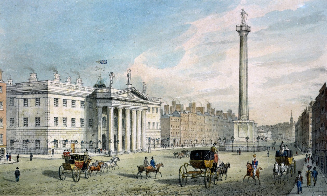 Sackville Street, Dublin, mit dem Postamt und der Nelson-Säule von Samuel Frederick Brocas