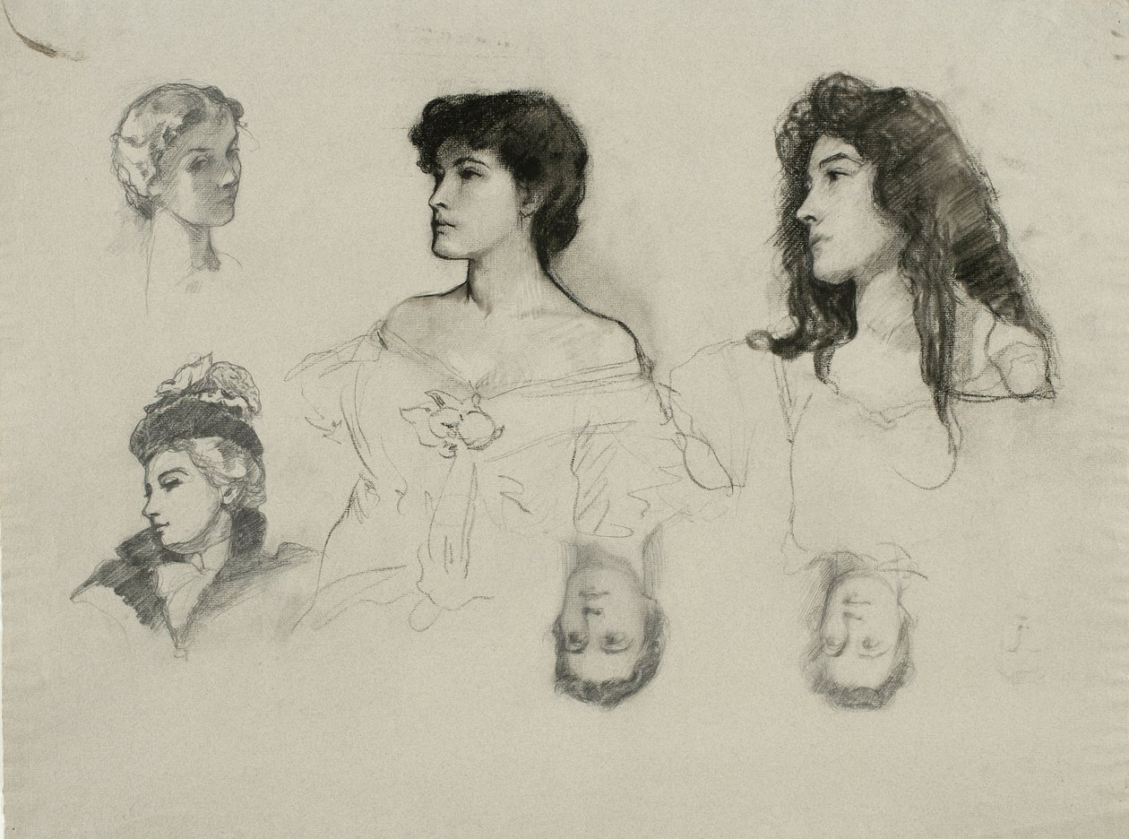 Skizzen von sechs weiblichen Köpfen von Samuel Isham