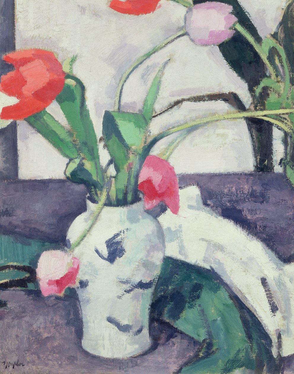 Stillleben: Tulpen in einer chinesischen Vase, 1924 von Samuel John Peploe