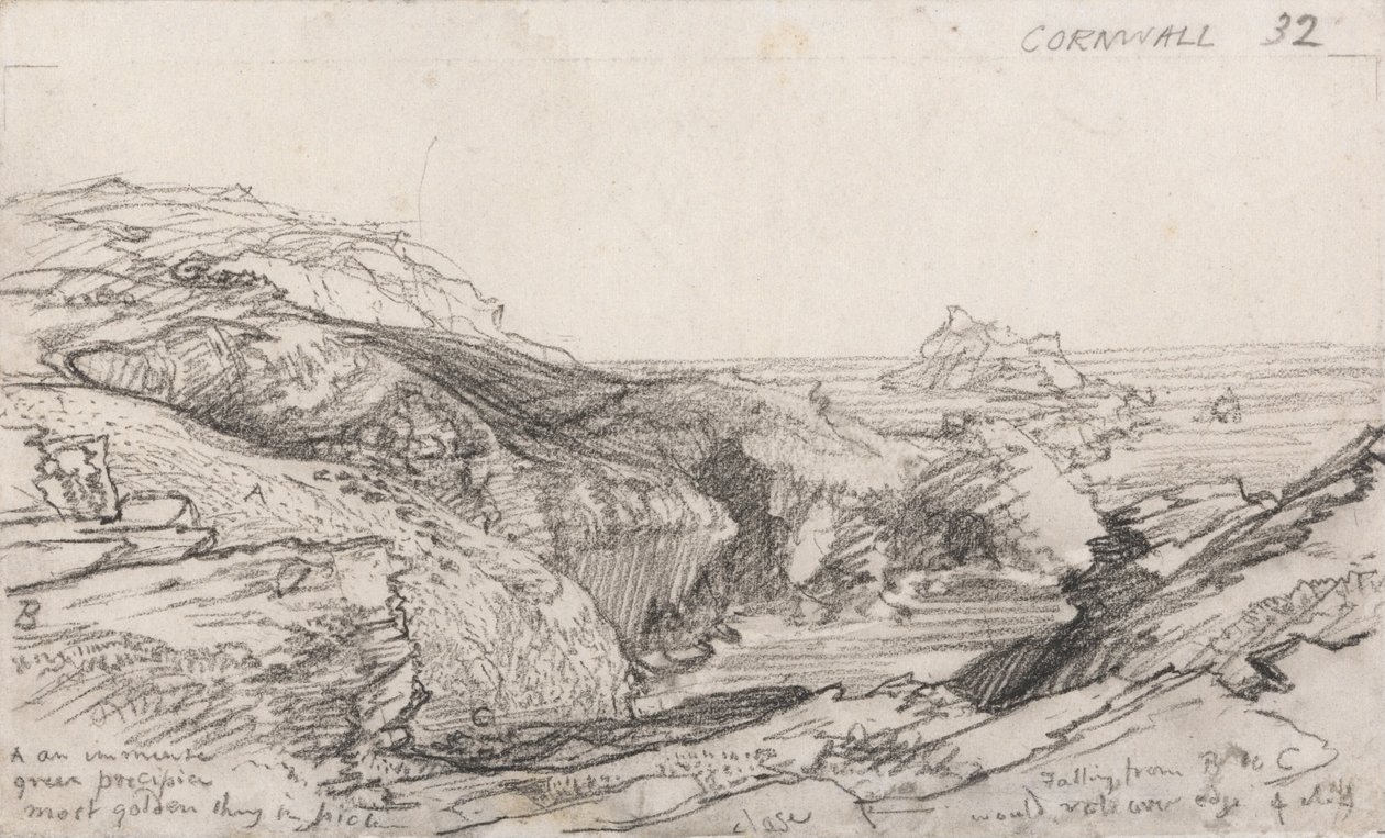Eine Seite aus einem kornischen Skizzenbuch - Cornwall 32 von Samuel Palmer