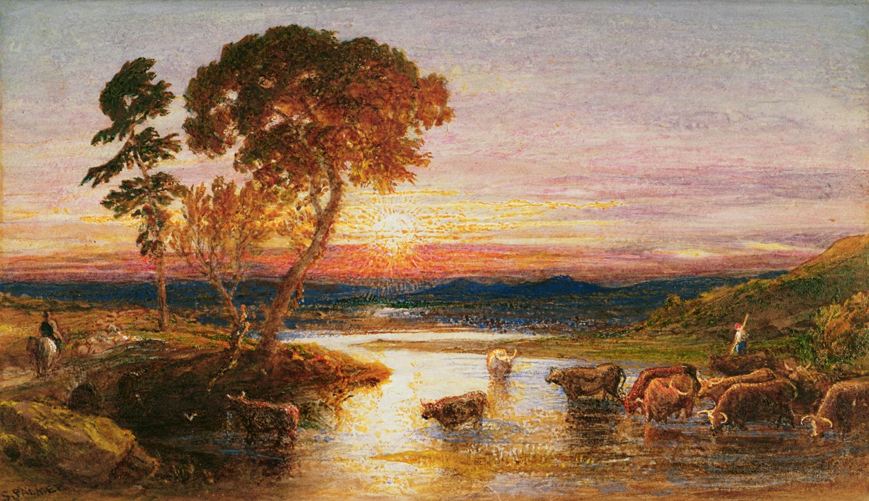 Zum Falt, Sonnenuntergang, 1879 von Samuel Palmer
