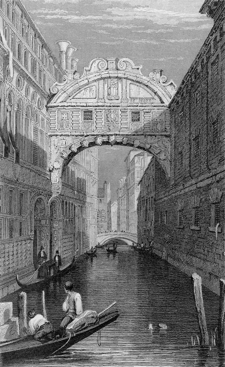 Die Seufzerbrücke, Venedig, graviert von Robert Wallis, 1829 von Samuel Prout