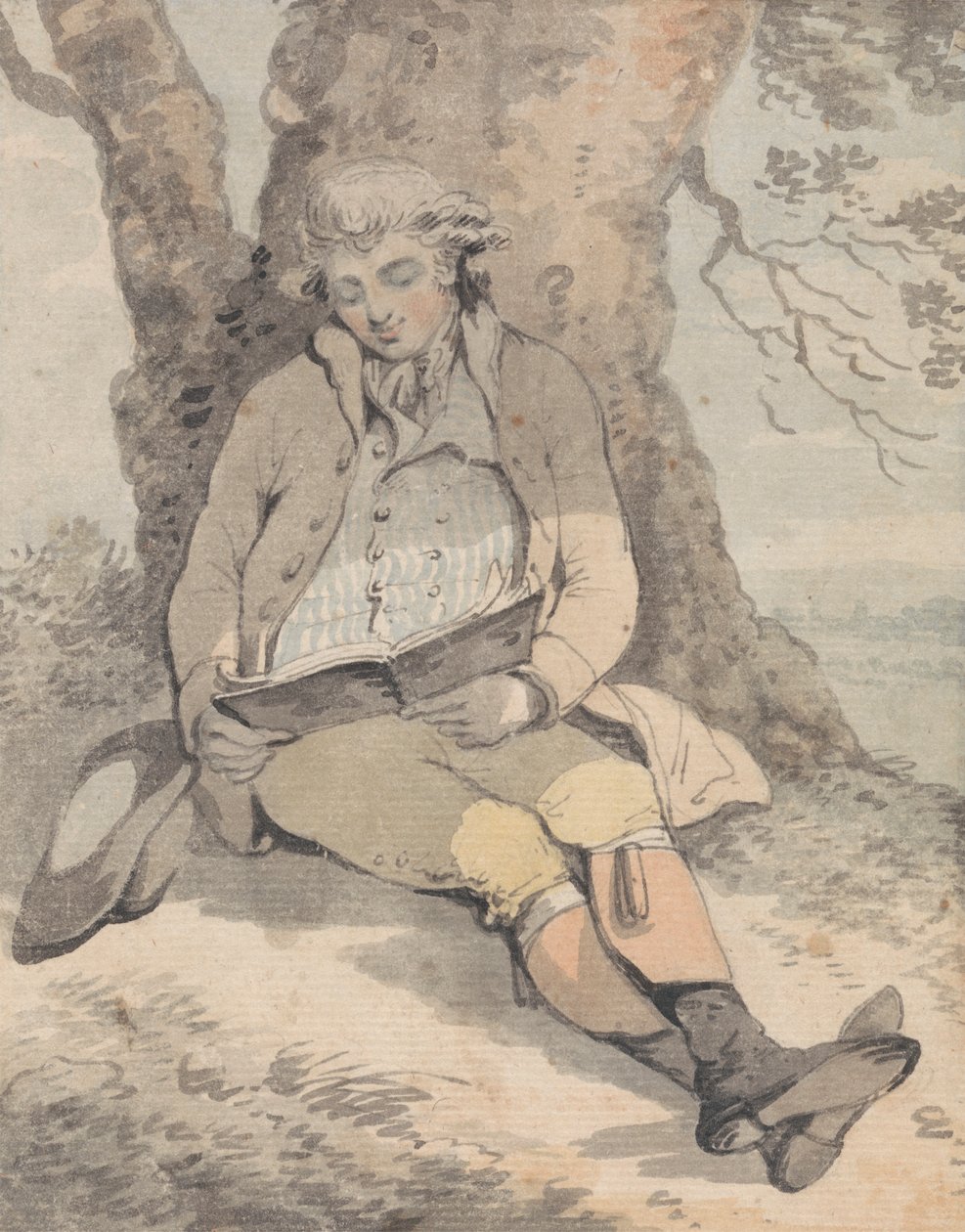 P. Wilkinson Esq. sitzt im Schatten einer Eiche und lernt zu pfeifen von Samuel Alken