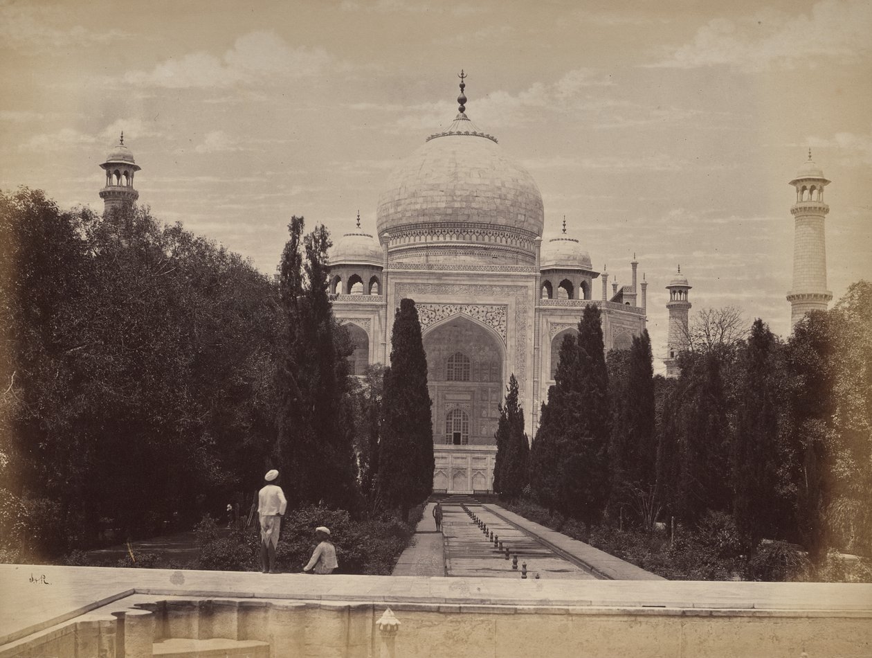 Agra. Ansicht des Taj vor Nootkan (Das Licht der Welt), der Gemahlin Kaiser Akbars, Blick vom Fluss von Samuel Bourne