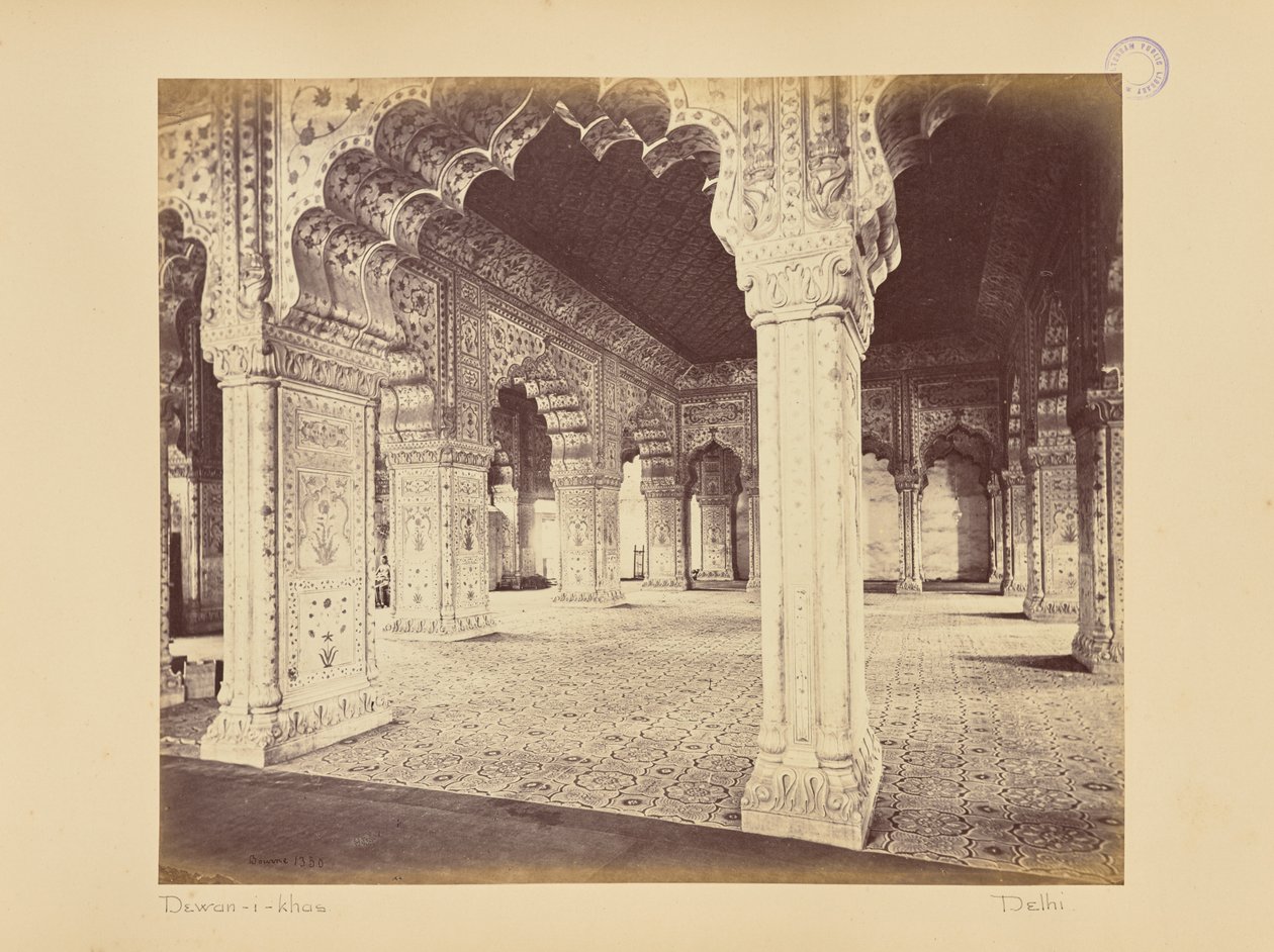 Delhi; Der Palast, Innenansicht des Dewan-i-Kass von Samuel Bourne