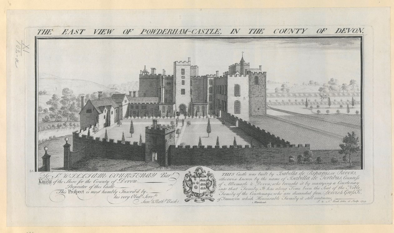 Die Ostansicht von Powderham Castle in der Grafschaft Devon von Samuel Buck