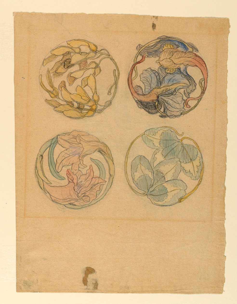 Blumenstudien (Vier Entwürfe für runde Ornamente), 1880–90 von Samuel Colman