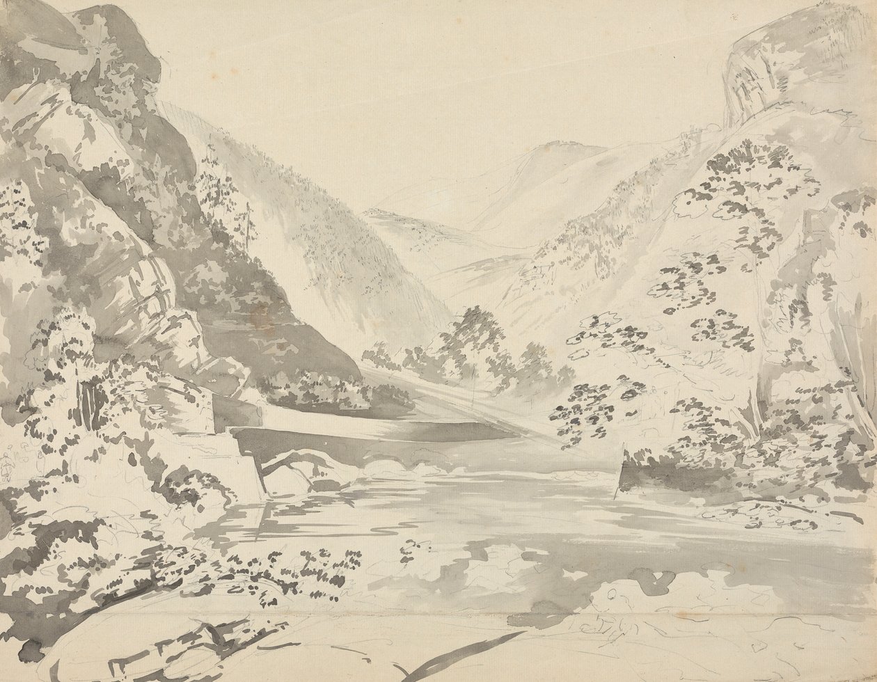 Flussszene mit Bergen im Hintergrund von Samuel Davis