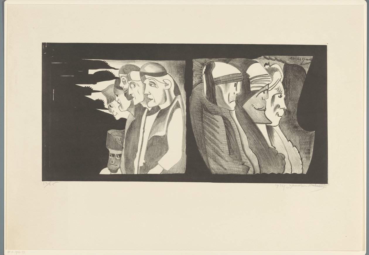 Zwei Gruppen von Figuren mit den Rücken zueinander von Samuel Jessurun de Mesquita (signed by artist)