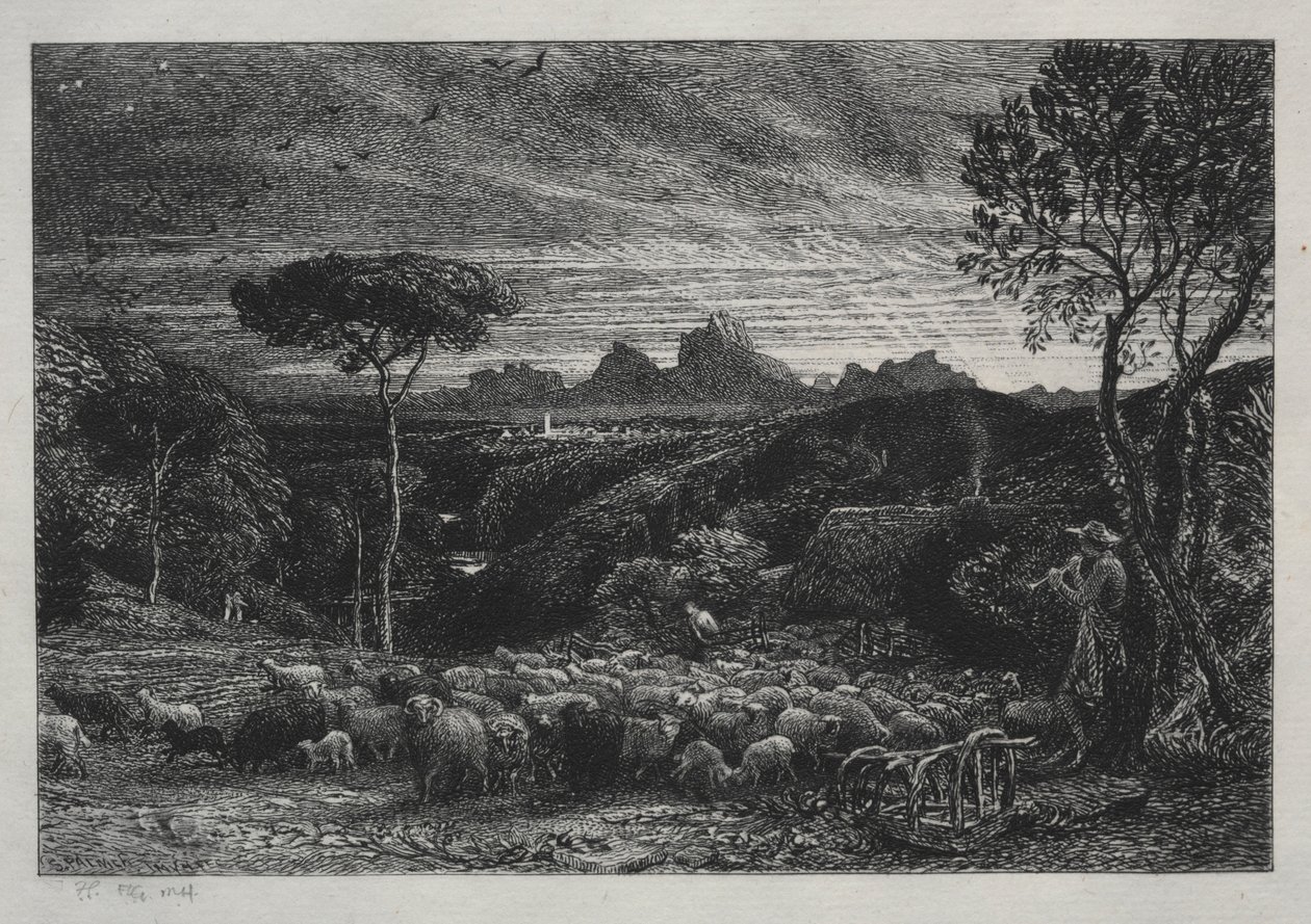 Das Öffnen des Faltens, 1880 von Samuel Palmer