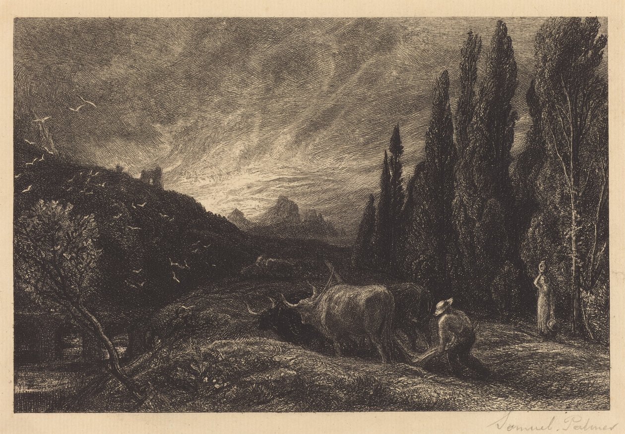 Der Pflüger am frühen Morgen von Samuel Palmer