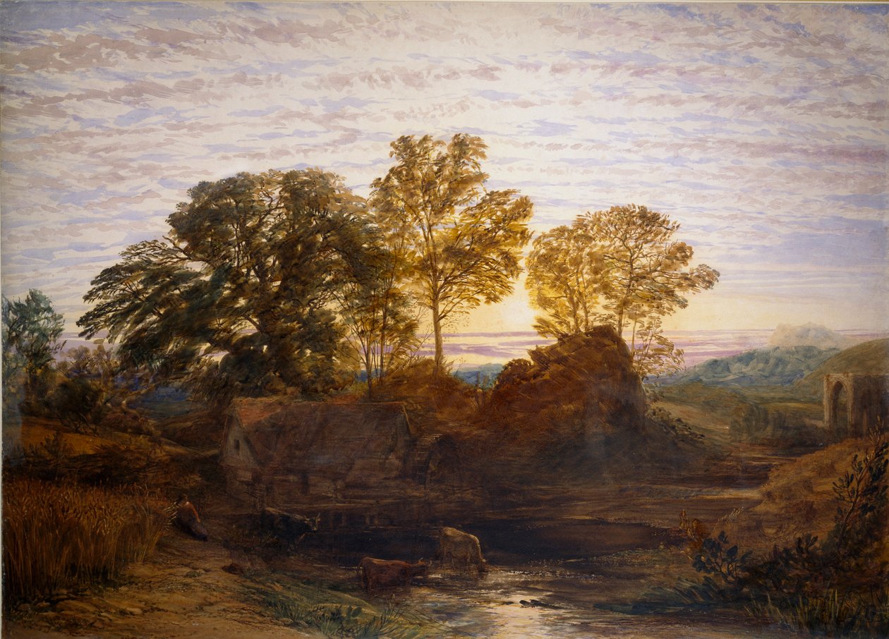 Die Wassermühle, ca. 1848-1849 von Samuel Palmer