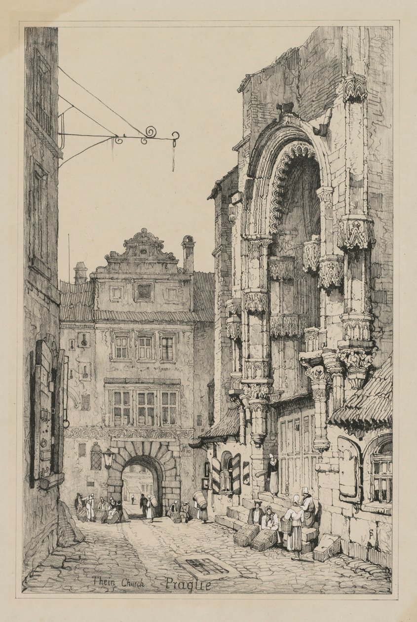 Faksimiles von Skizzen aus Flandern und Deutschland: Thein-Kirche, Prag, 1833 von Samuel Prout