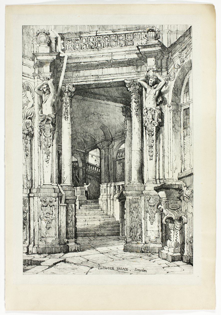 Zwingerpalast, Dresden, aus Faksimiles von Skizzen in Flandern und Deutschland von Samuel Prout