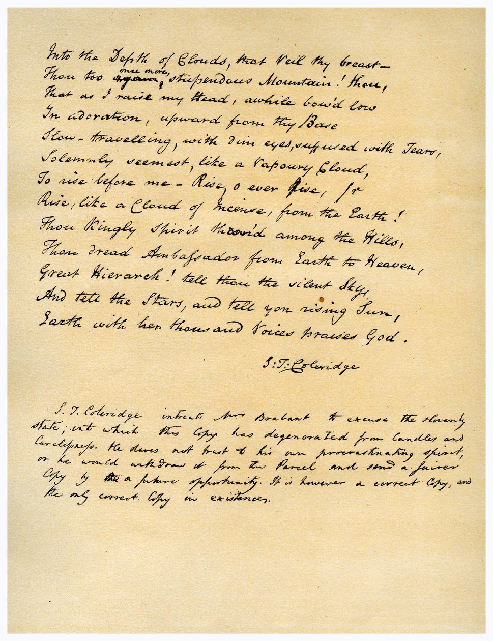Hymne vor Sonnenaufgang im Tal von Chamouny, erstmals gedruckt 1802 von Samuel Taylor Coleridge