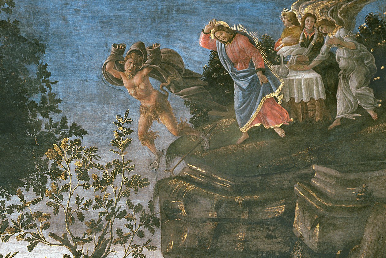 Die Reinigung des Aussätzigen und die Versuchung Christi, in der Sixtinischen Kapelle, 1481 (Detail) von Sandro Botticelli