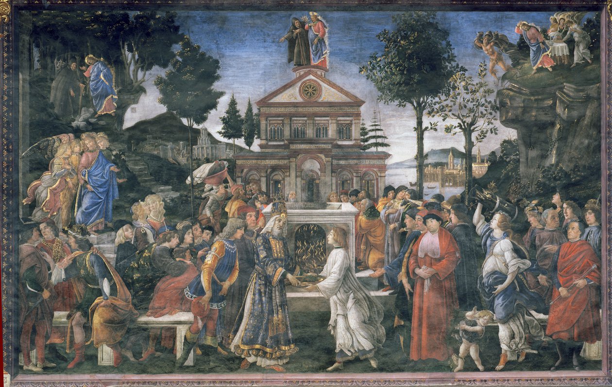 Die Reinigung des Aussätzigen und die Versuchung Christi, in der Sixtinischen Kapelle, 1481 von Sandro Botticelli