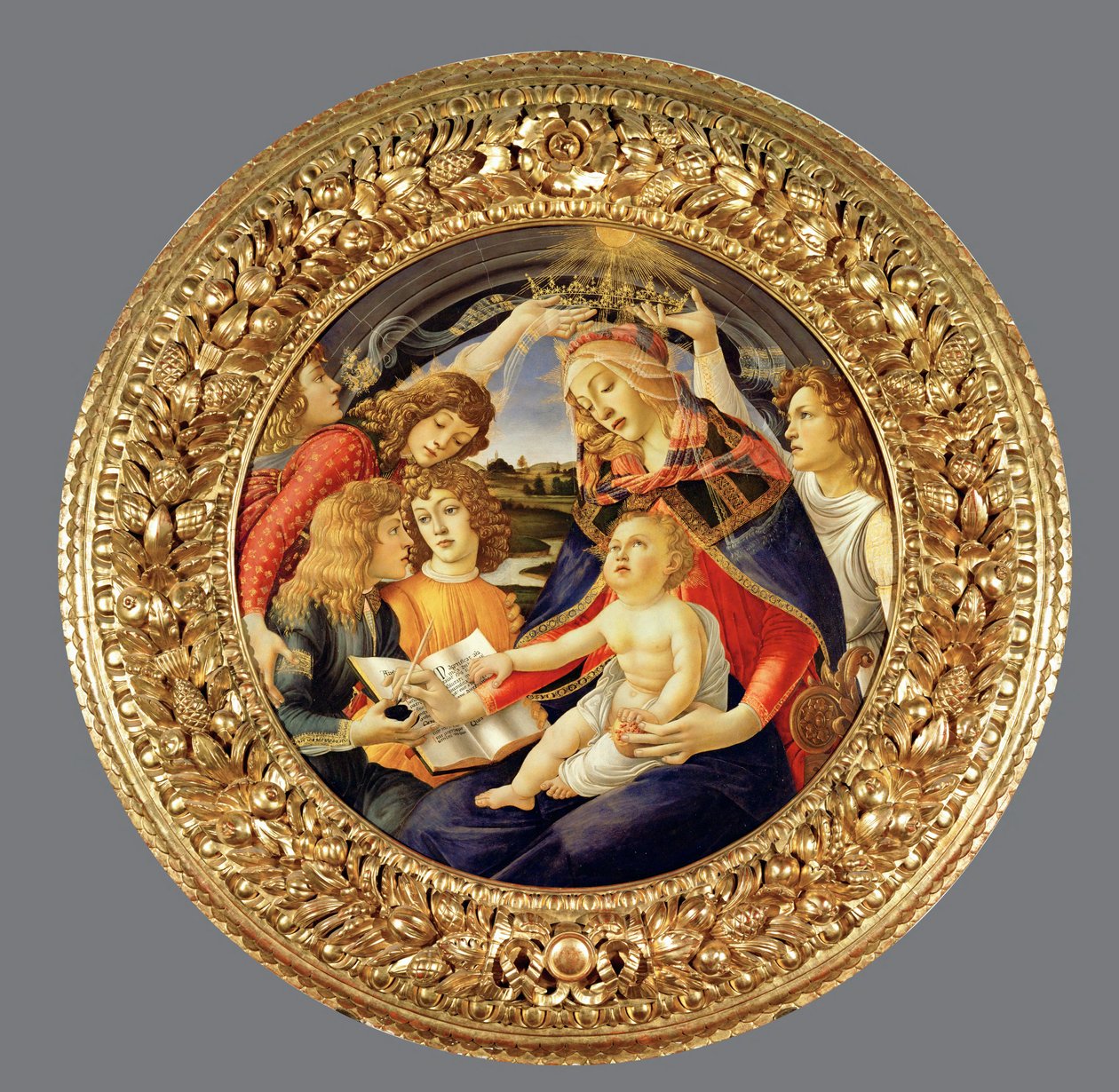 Krönung der Jungfrau Maria mit fünf Engeln von Sandro (1444/5-1510) Botticelli