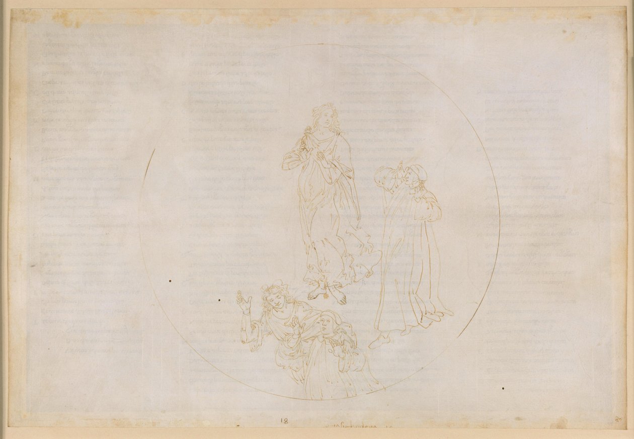 La Divina Commedia, Paradiso XVIII. Fünfte Planetensphäre (Himmel des Mars): Cacciaguida benennt die seligen Mitstreiter für den Glauben - Übergang in die Sphäre des Jupiter von Sandro Botticelli