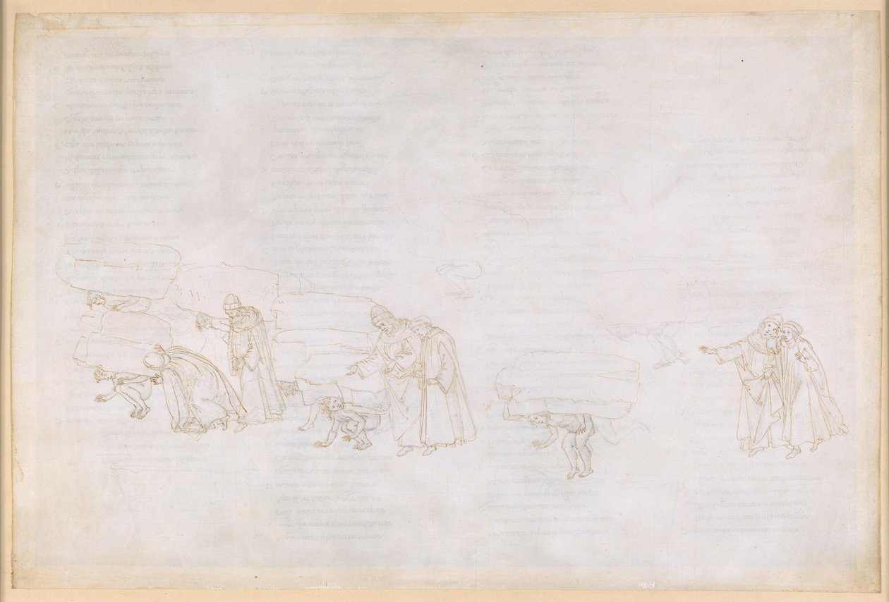 La Divina Commedia, Purgatorio XI. Erster Ring des Purgatoriums: Buße ruhmsüchtiger Ritter und Künstler von Sandro Botticelli