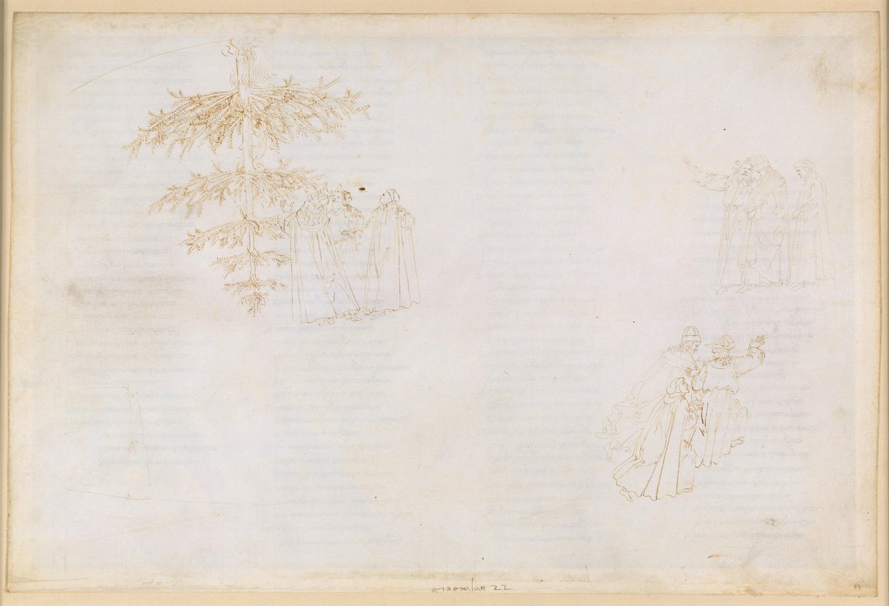 Die Göttliche Komödie, Purgatorio XXII: Aufstieg zum sechsten Ring des Purgatoriums; Gespräche mit Statius; Buße der Schlemmer von Sandro Botticelli