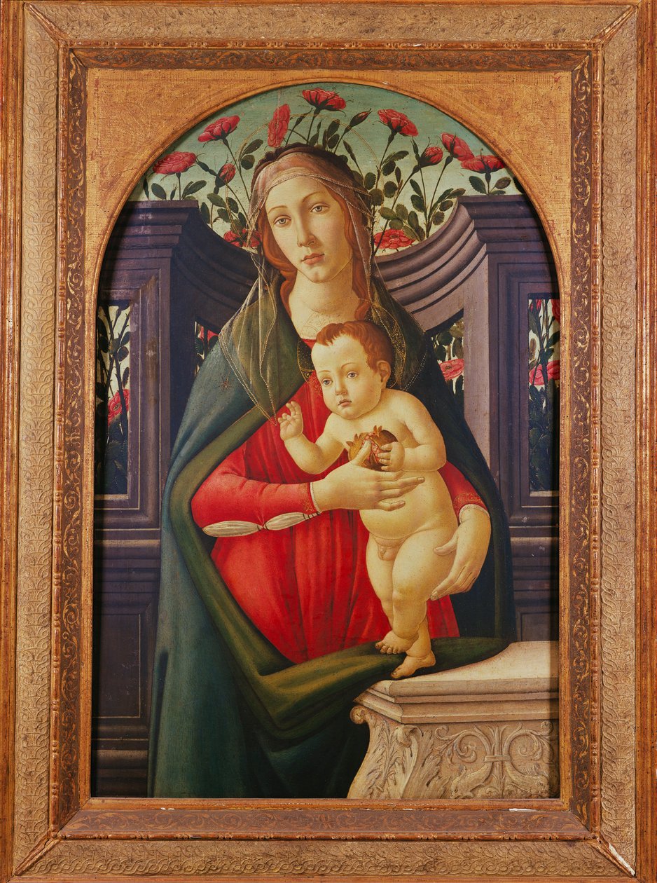 Die Madonna und das Kind in einer mit Rosen dekorierten Nische von Sandro Botticelli