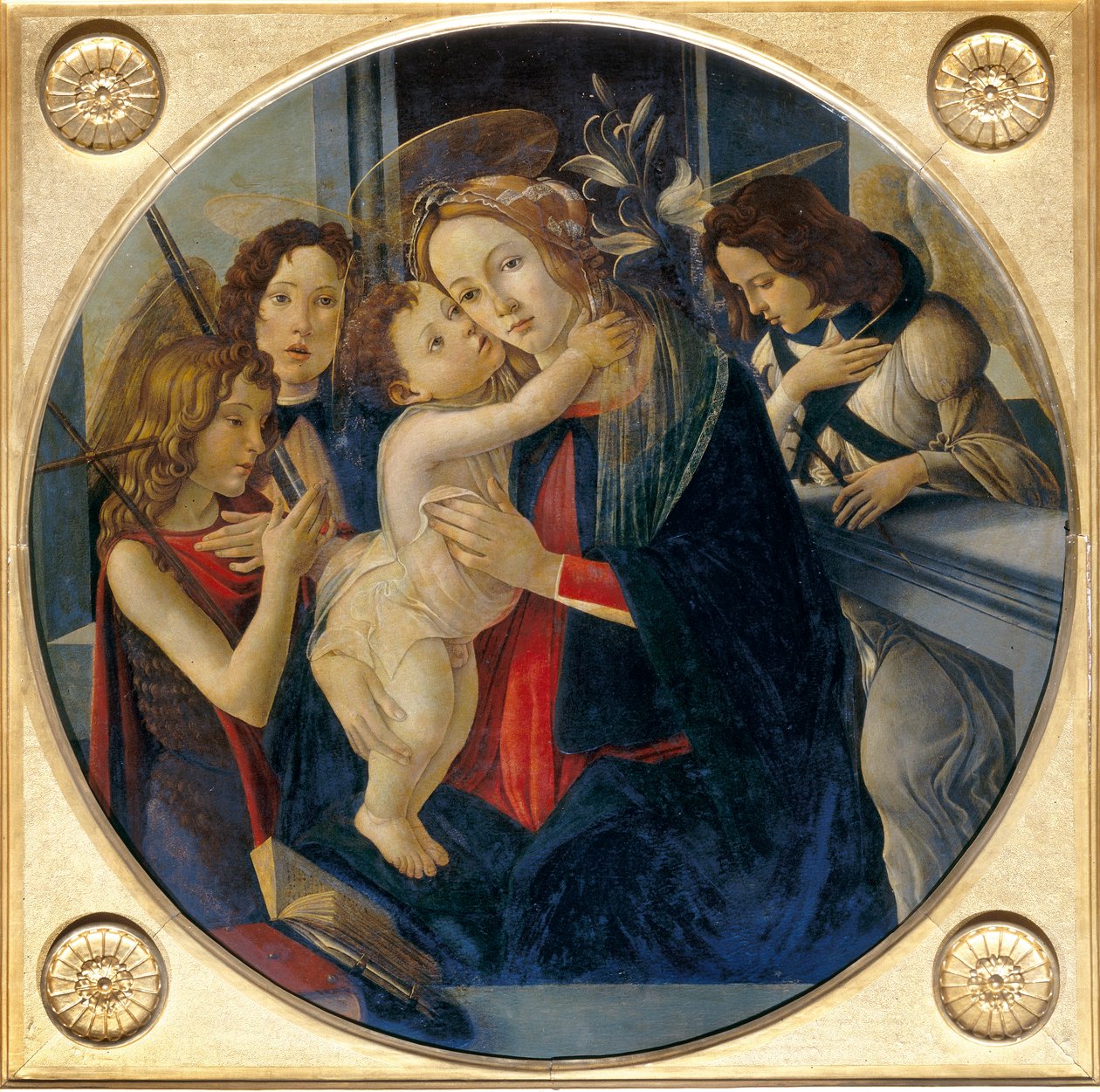 Madonna mit Kind, junger Johannes der Täufer und Engel von Sandro and workshop Botticelli