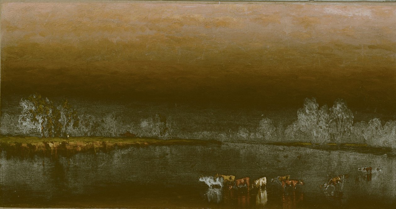 Kühe in einem Teich bei Sonnenuntergang von Sanford Robinson Gifford