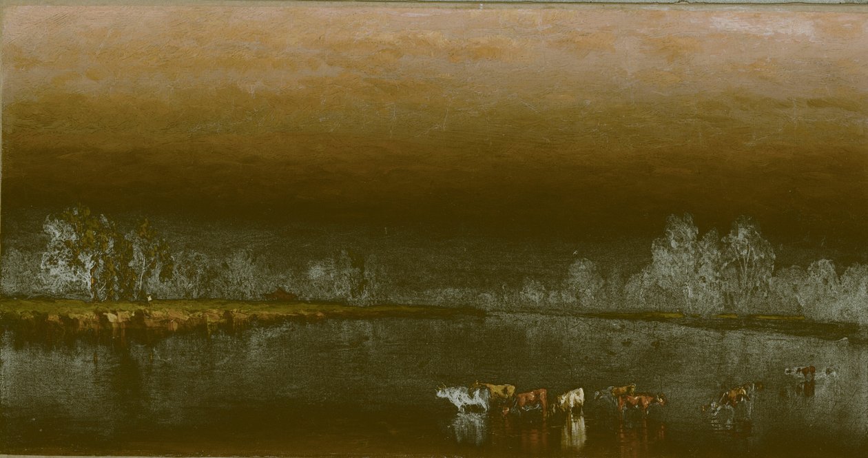 Kühe in einem Teich bei Sonnenuntergang, 1860 von Sanford Robinson Gifford