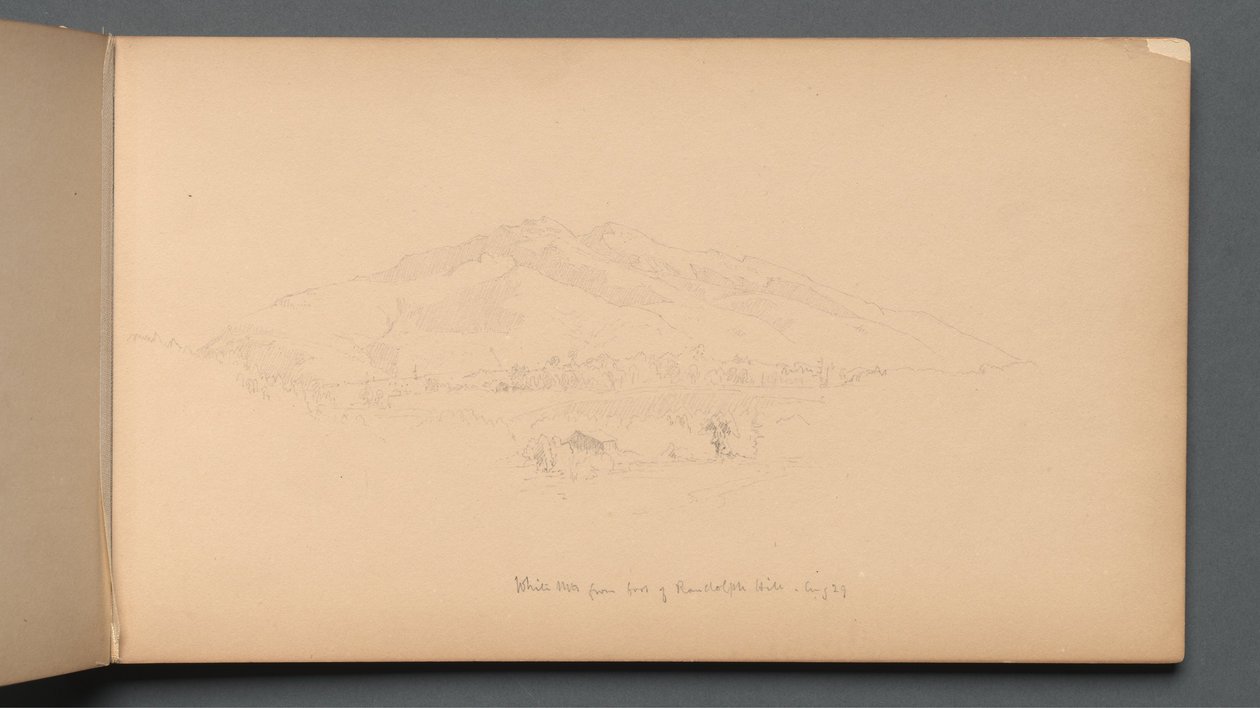 Skizzenbuch, Seite 12: "Weiße Berge vom Fuß des Randolph Hill" von Sanford Robinson Gifford