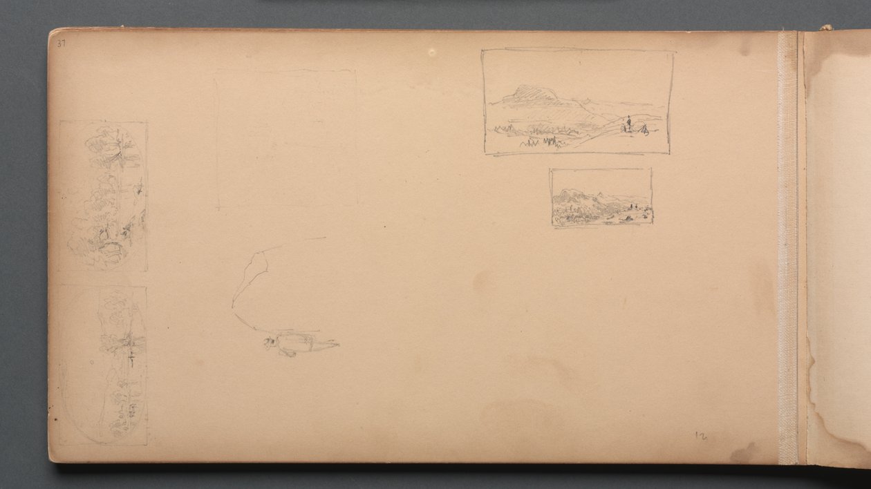 Skizzenbuch, Seite 37: Maine Landschaftsvignetten, 1859 von Sanford Robinson Gifford