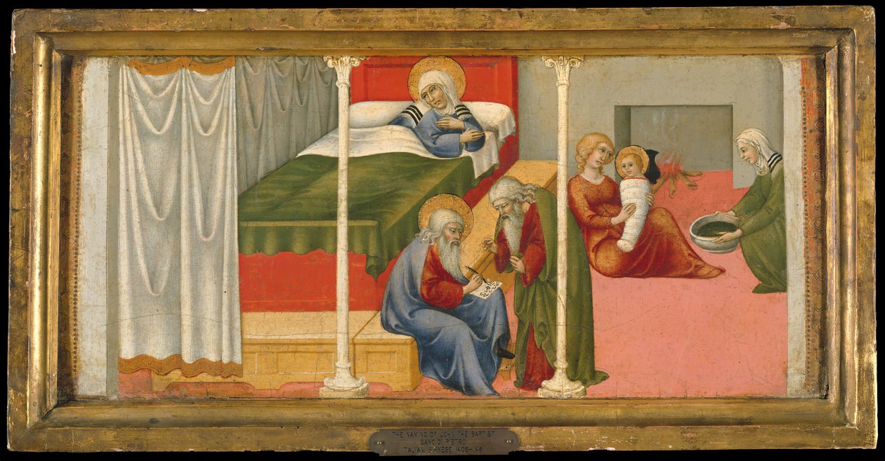 Die Geburt und Namensgebung des Heiligen Johannes des Täufers, 1450-60 von Sano di Pietro