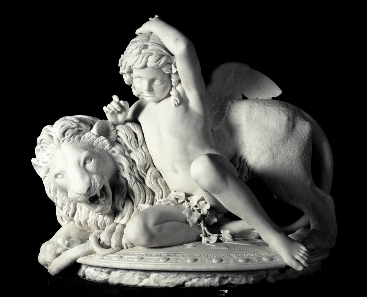 Liebe, die die Kraft beherrscht. Marmorskulptur von Santo Varni (1807-1885) 1865. Aus der Sammlung von Prinz Odon di Savoia. Genua, Galleria d