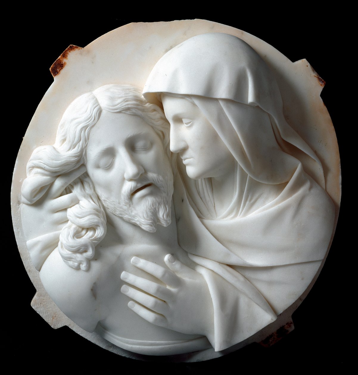 Pietà. Marmorskulptur von Santo Varni (1807-1885) 1863-1870. Aus der Sammlung von Prinz Odon di Savoia. Genua, Galleria d